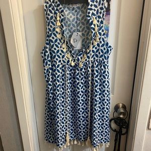 Blue Geometric Print Dress